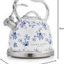 Ashley Elveden Navy Stainless Steel 2.5L Stove Top Kettle. Fast Boil Whistling Kettle for Gas Hob, Induction Hob. Silicon Coated Cool Handle Gas Stove Camping Kettle. Compatible with Aga Stove Image 2