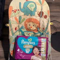 bouncer and pampers size 4