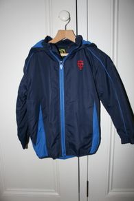 Navy and Blue Hooded Fleece Lined Football Jacket Age 6 - 7 Years