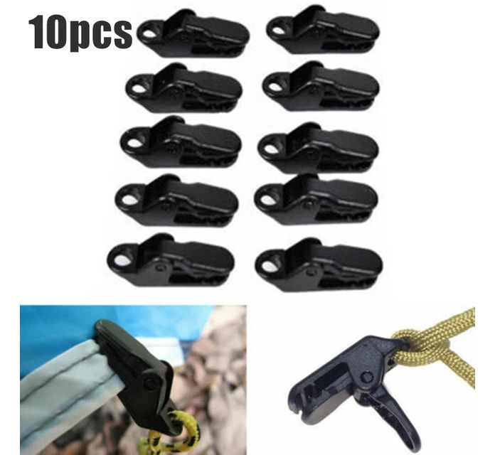 10Pcs Outdoor Tarpaulin Clips Camping Tents Awning Wind Rope Clamp Equipment Plastic Clip Buckle Fixed Jaw Grip Hook