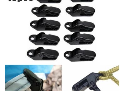 10Pcs Outdoor Tarpaulin Clips Camping Tents Awning Wind Rope Clamp Equipment Plastic Clip Buckle Fixed Jaw Grip Hook