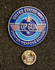 Top gun, fighter weapons school, pin back badge.