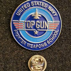 Top gun, fighter weapons school, pin back badge.
