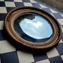 Antique gilt wood floral motif convex mirror Image 2