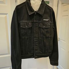 Genuine Men Off-White Diagonal Tab Denim Jacket - Black (Size Small)