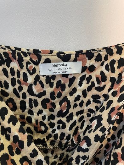 BERSHKA Leopard Frill Wrap Dress Size L!
