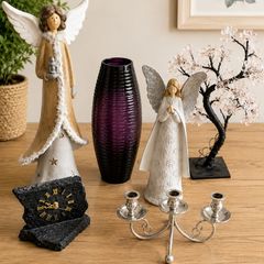 Home Decor Bundle. Angels, Vase, Clock, decorative light & Candle Holder .