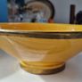 Rare Vintage Glazed Bowls with Gold Banding. Striking Blue & Mustard Yellow Duo. Image 9