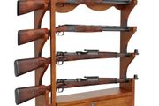 Gun Rack, Wood Gun Rack Wall Mount, Gun Display Rack holds 4 Rifles, Shotguns, 60 kg Heavy Duty Wall Storage Display Rifle Rack with Soft Padding