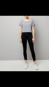 New Look Jenna jeans beaded embellished studded black size 6 BNWT