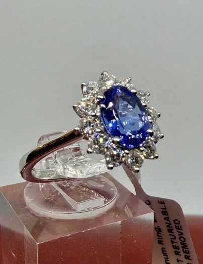 Diamond 950 Platinum AAA Tanzanite & Lab Grown Diamond