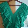 Boutique stunning green pleated wide leg catsuit jumpsuit playsuit frills S/M 8 10 12 New  party Image 3