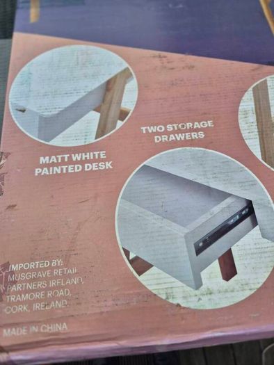 Brand New Home Comforts Desk - Matt White / Wood Legs (Unopened)