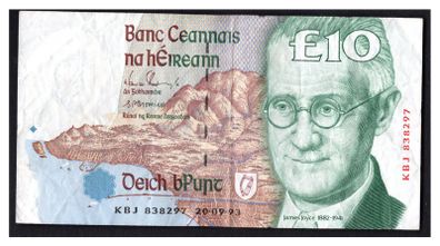 1993 Ireland IR10 James Joyce Banknote Series C. Note issued 20/09/93. Serial number KBL838297