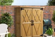 Garden shed garden cabinet 3 shelves 2 doors galvanized sheet metal waterproof roof pine wood 75 x 40 x 90 cm yellow