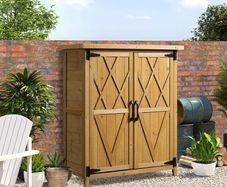 Garden shed garden cabinet 3 shelves 2 doors galvanized sheet metal waterproof roof pine wood