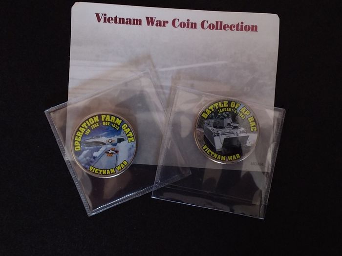 Vietnam War Coin Collection - (2) Painted US Kennedy Half Dollar Coins