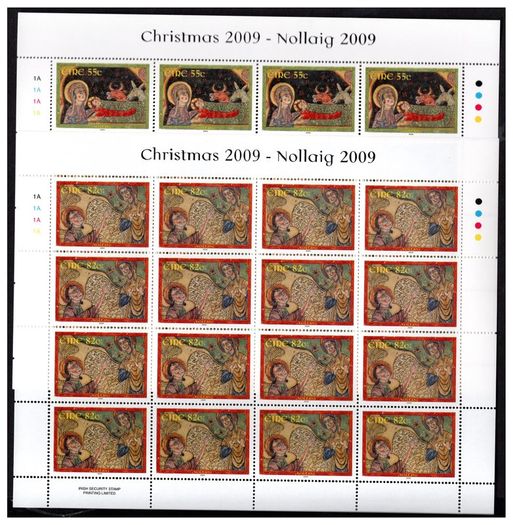 2009 Ireland Christmas Commemorative Stamp Sheetlets Plate 1A1A1A1A Mint Never Hinged (MNH)
