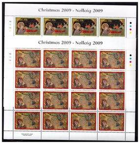 2009 Ireland Christmas Commemorative Stamp Sheetlets Plate 1A1A1A1A Mint Never Hinged (MNH)