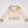 Beauty Angel Beige Neutral Ruffled Chiffon Collar Charm Trim Jacket Image 8