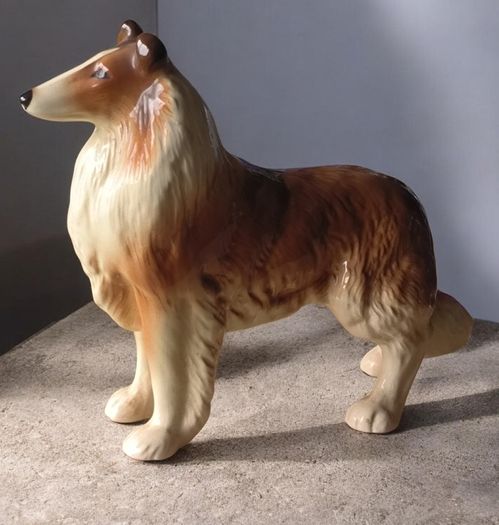Vintage 1970s Coopercraft Rough Collie Dog Ceramic Figurine - Made in England