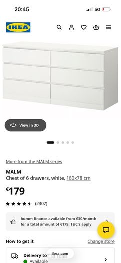 MALM Chest of 6 drawers