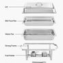 Rectangle Chafing Dish, 9.91L 4 Pack Stainless Steel Chafing Dish, Food Warmer Chafer Complete Set with Hollow Handle, 2 Food Tongs, Lid, Fuel Holder, Chafer Dishes for Banquet Party Wedding Image 2