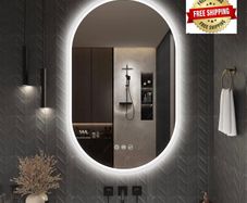Oval Bluetooth Bathroom Mirror with LED Lights 500x800mm, Anti-Fog