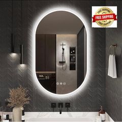 Oval Bluetooth Bathroom Mirror with LED Lights 500x800mm, Anti-Fog