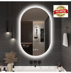Oval Bluetooth Bathroom Mirror with LED Lights 500x800mm, Anti-Fog