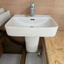 2x Wall Hung Bathroom Sinks with Taps 40 x 38cm Image 2