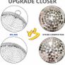200mm Mirror Disco Ball with Hanging Ring, Silver Glitter Ball Image 3