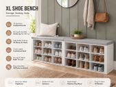 XL Shoe Bench with Cushion Seat White 150 cm