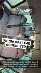 Self Contained Bus / Camper Conversion Double Seat with built in Seat Belts @ OCG transit master etc