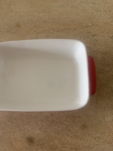 Vintage red pyrex oven dish