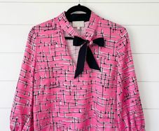 Fee G designer top blouse fun chic unique and unusual pink abstract