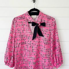 Fee G designer top blouse fun chic unique and unusual pink abstract