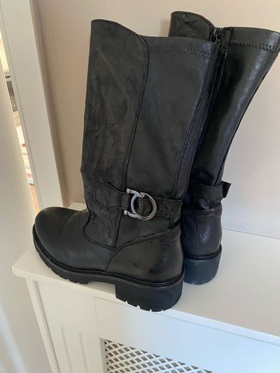 NeroGiardini Womens black leather biker boots