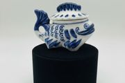 Gzhel Handmade Fish Candy Dish or Trinket Box
