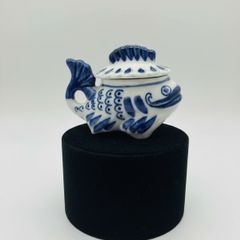 Gzhel Handmade Fish Candy Dish or Trinket Box