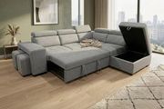 Grey Corner Sofa Bed + Storage + Footstool