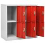 Locker Cabinet Light Grey and Red 90x45x92.5 cm Steel Image 2