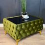 Chester Lux Coffee Table Velvet Rectangle 83x63x45cm with Glass Image 2