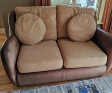 2 seater genuine leather and fabric