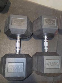 47.5 kg Rubber Hex Dumbells