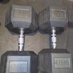 47.5 kg Rubber Hex Dumbells