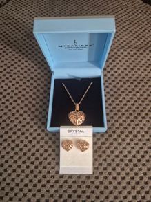 Brand New Newbridge Silverware Filigree Heart Necklace & Earrings Gift Set