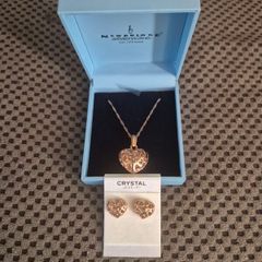 Brand New Newbridge Silverware Filigree Heart Necklace & Earrings Gift Set