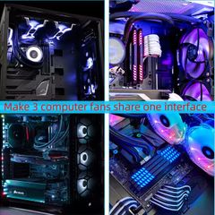 4pins 4-pins PMW fan connector. Power supply Y Splitter Adapter Cable 1 To 3 ways Free viewing
