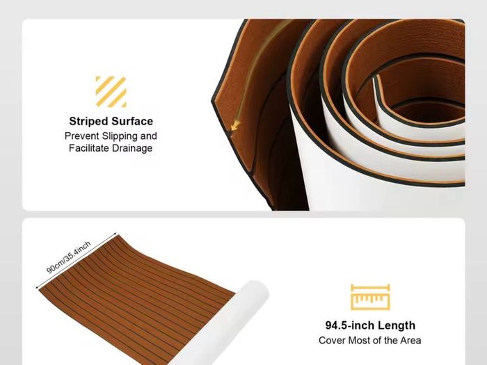 2.4meter x90cm Self-Adhesive EVA Foam Marine Boat Yacht Flooring Faux